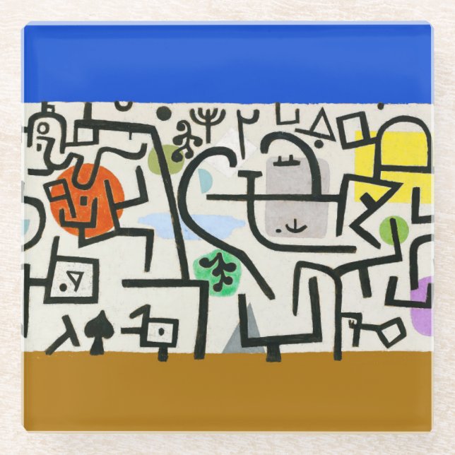 Paul Klee Rich Harbour Abstract Expressionism Glass Coaster (Front)