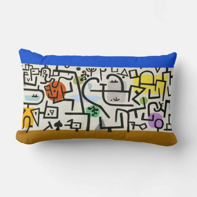 Paul Klee Rich Harbour Abstract Expressionism Lumbar Cushion (Front)