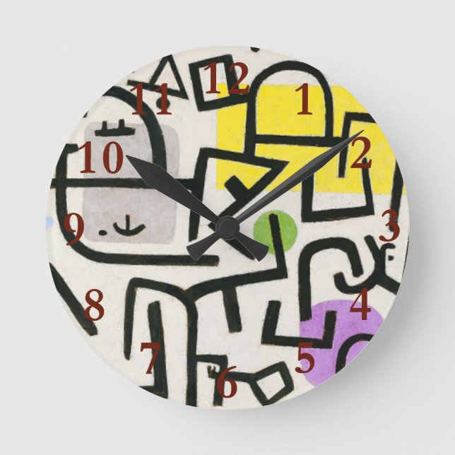 Paul Klee Rich Harbour Abstract Expressionism Round Clock (Front)