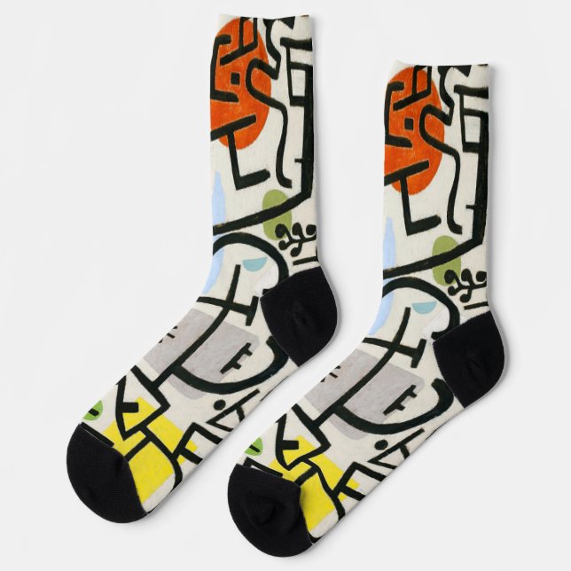 Paul Klee Rich Harbour Abstract Expressionism Socks (Left)
