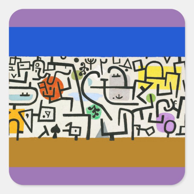 Paul Klee Rich Harbour Abstract Expressionism Square Sticker (Front)