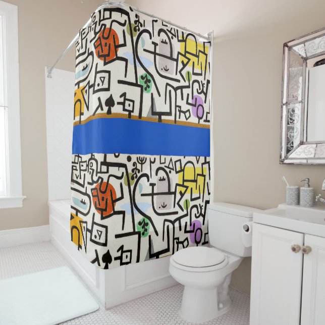 Paul Klee "Rich Port"  Modern Abstract Shower Curtain (In Situ)
