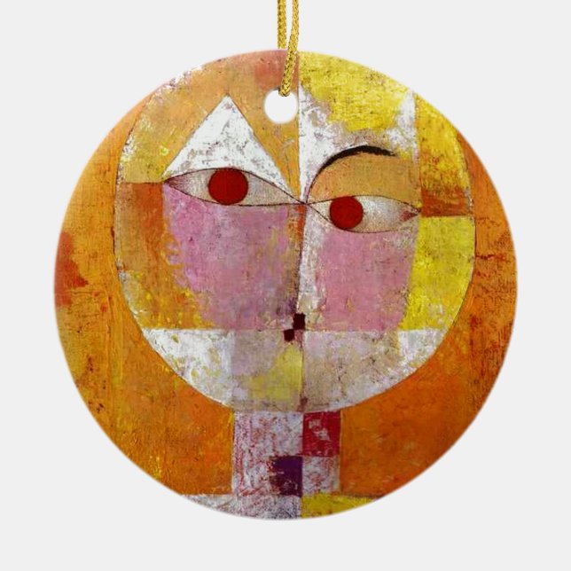 Paul Klee Senecio Painting Ceramic Tree Decoration (Front)