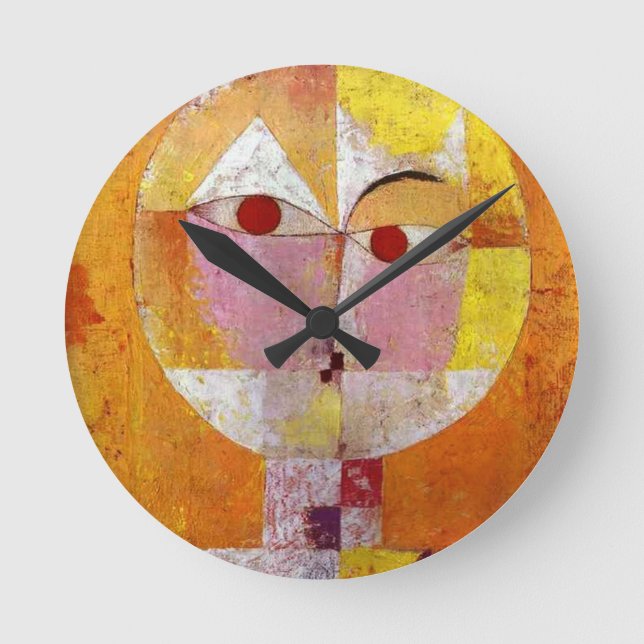 Paul Klee Senecio Painting Round Clock (Front)