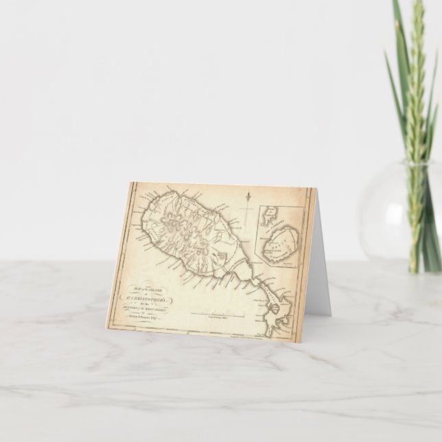 Paul McGehee "Old St. Kitts & Nevis Map" Note Card (Front)