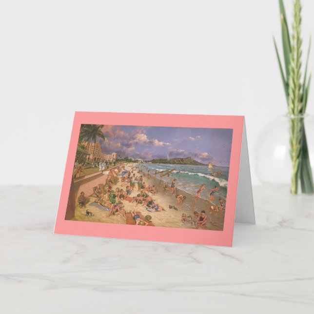 Paul McGehee "The Beach at Waikiki" Christmas Card (Front)