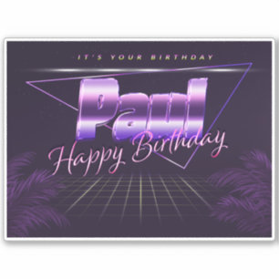 Paul Name First name lila retro Sticker Birthday