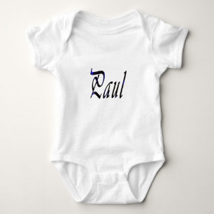 "Paul" Name In Blue And Black, Baby Bodysuit