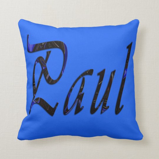 Paul, Name, Logo, Blue Throw Cushion. Cushion