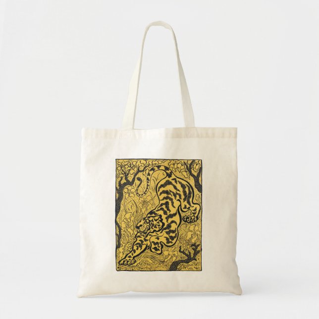 Paul Ranson Vintage Art Nouveau Yellow Tiger Print Tote Bag (Front)