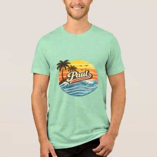 Paul Retro Sunset Name Design Tri-Blend Shirt