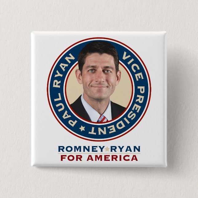 Paul Ryan 2012 Square Campaign Button (Front)