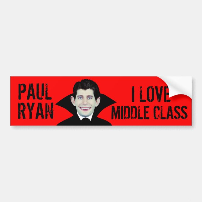 Paul Ryan Loves Middle Class Bumper Sticker (Front)