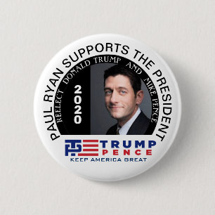 Paul Ryan supports Trump Pence 2020 6 Cm Round Badge