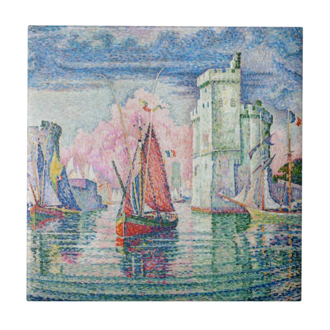 Paul Signac - Entrance of La Rochelle Harbour Ceramic Tile (Front)
