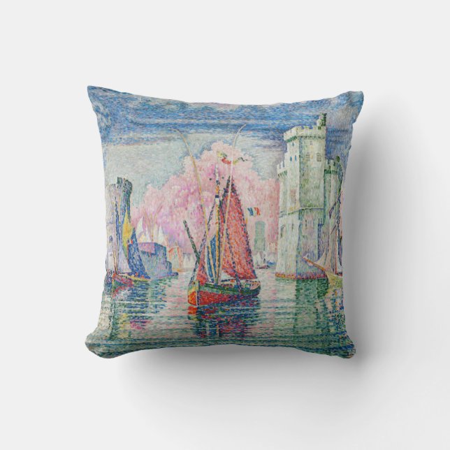 Paul Signac - Entrance of La Rochelle Harbour Cushion (Front)