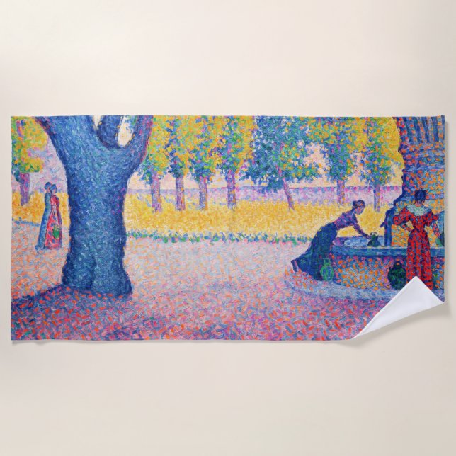 Paul Signac - Fountain des Lices, Saint-Tropez Beach Towel (Front)