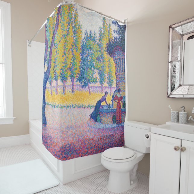 Paul Signac - Fountain des Lices, Saint-Tropez Shower Curtain (In Situ)