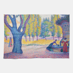Paul Signac - Fountain des Lices, Saint-Tropez Tea Towel