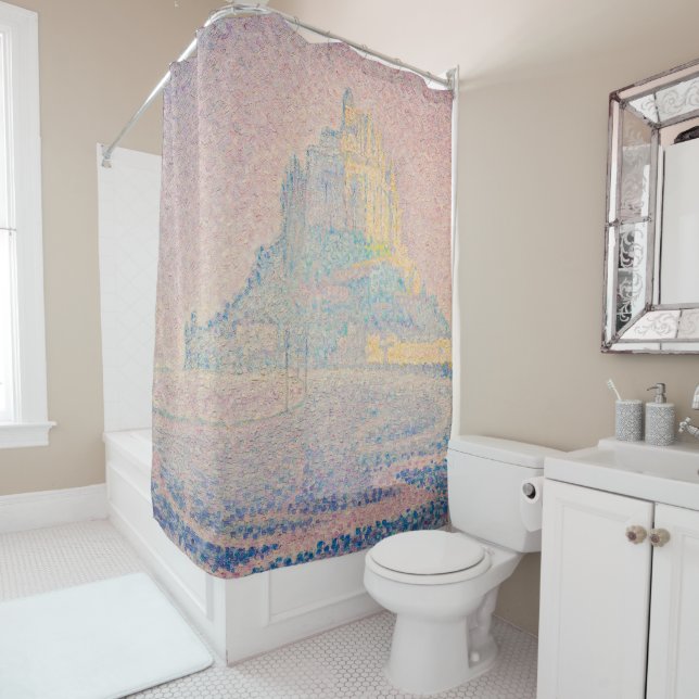 Paul Signac - Mount Saint Michel Fog and Sun Shower Curtain (In Situ)