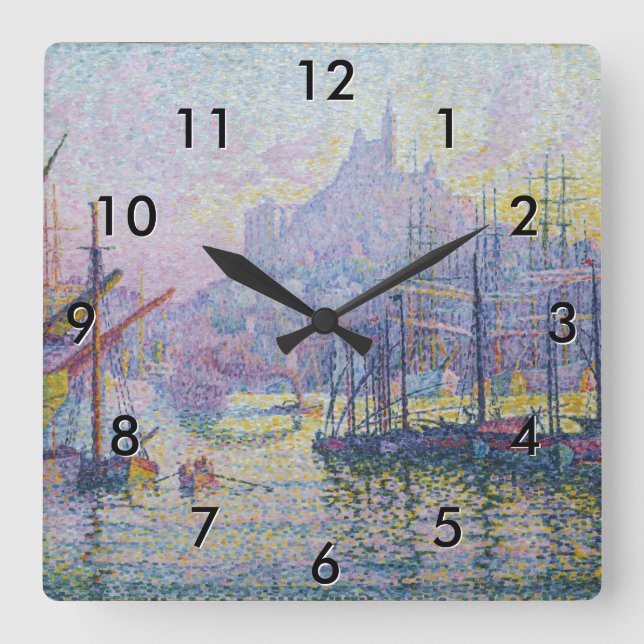 Paul Signac - Notre-Dame-de-la-Garde, Marseille Square Wall Clock (Front)
