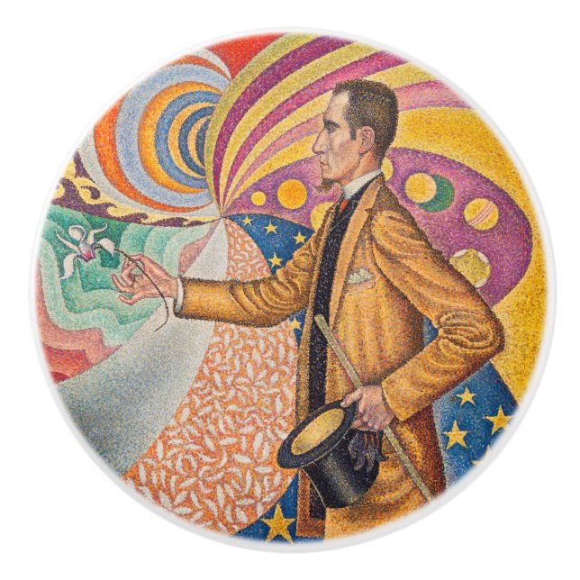 Paul Signac - Portrait of M Felix Feneon, Opus 217 Ceramic Knob (Front)
