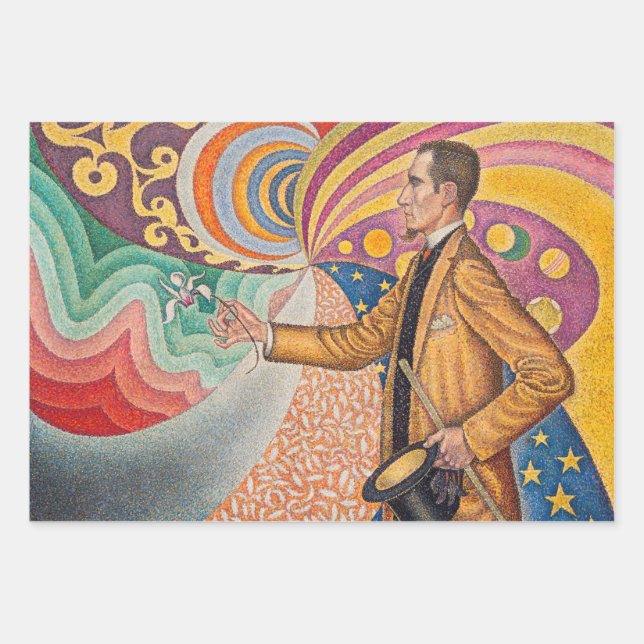 Paul Signac - Portrait of M Felix Feneon, Opus 217 Wrapping Paper Sheet (Front)
