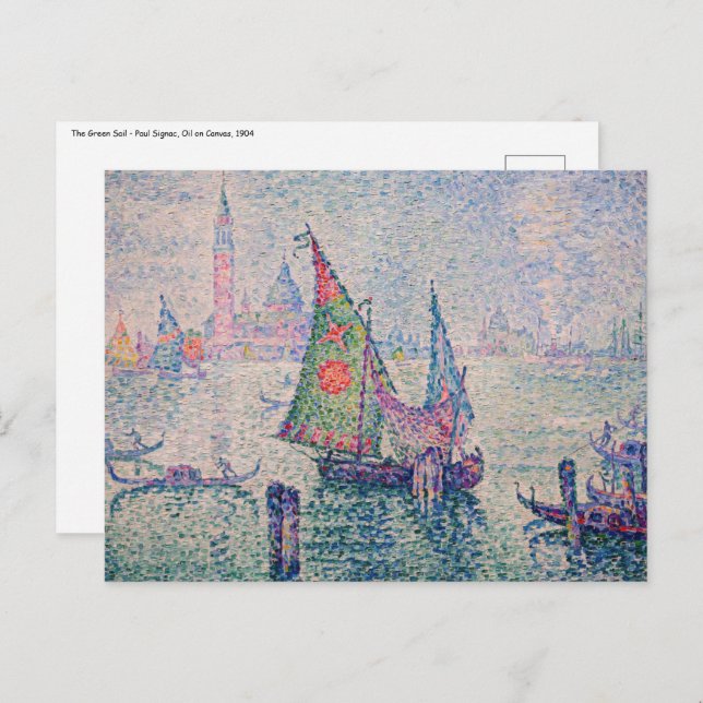 Paul Signac - The Green Sail Postcard (Front/Back)