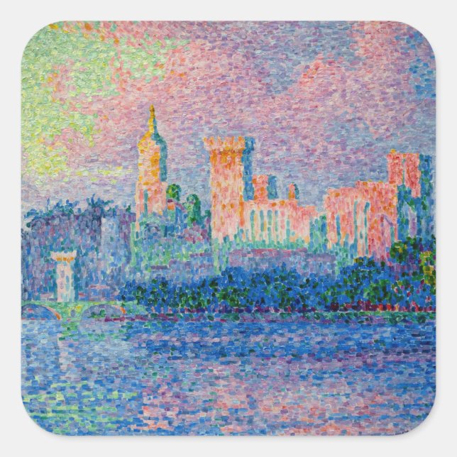 Paul Signac - The Papal Palace, Avignon Square Sticker (Front)