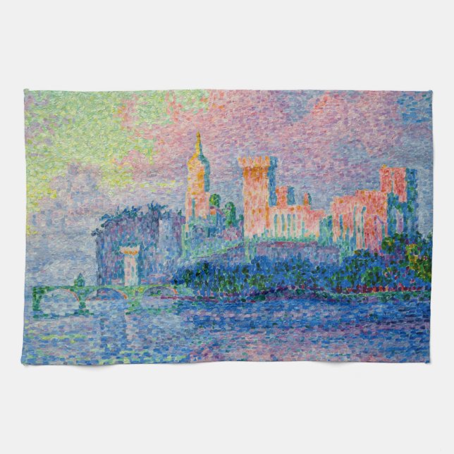 Paul Signac - The Papal Palace, Avignon Tea Towel (Horizontal)