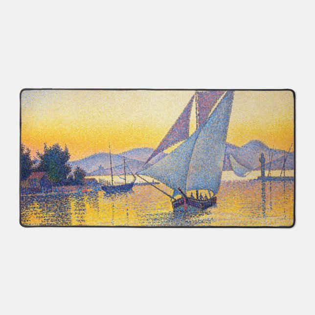 Paul Signac - The Port at Sunset, Opus 236 Desk Mat (Front)