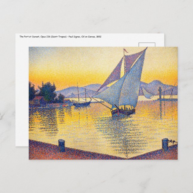 Paul Signac - The Port at Sunset, Opus 236 Postcard (Front/Back)