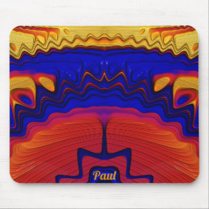 PAUL ~ Zany Hot Yellow, Red, Orange and Blue Mouse Pad