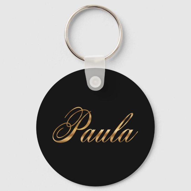 Paula gold Design Lettering Schlüsselanhänger rund Key Ring (Front)