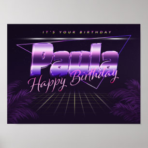 Paula Name First name lila retro Poster Birthday
