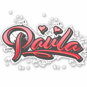 Paula red Heart Graffiti Sticker