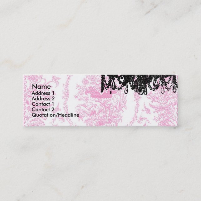 Paulette Paris Pink Toile Chandelier Business Card (Front)