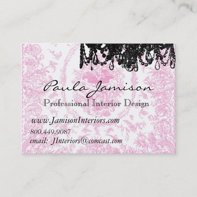PauletteParis Chandelier and Toile Business Cards (Front)