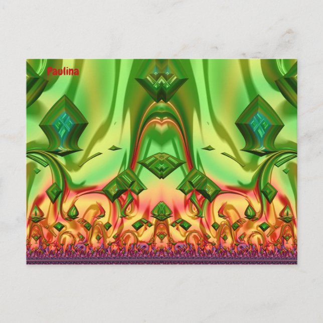 PAULINA ~ 3D Design Pattern ~ Christmas Colours~ Postcard (Front)