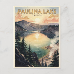 Paulina Lake Oregon Vintage Travel Postcard