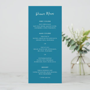 Paulina Modern Blue Simple Elegant Wedding Menu