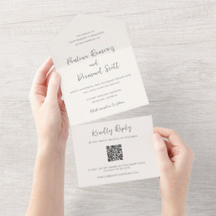 Paulina Modern Ivory Simple Elegant Wedding All In One Invitation