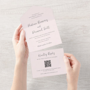 Paulina Modern Soft Pink Simple Elegant Wedding All In One Invitation