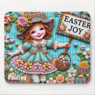 PAULINA ~ VINTAGE EASTER GIRL EGGS ~ MOUSE PAD