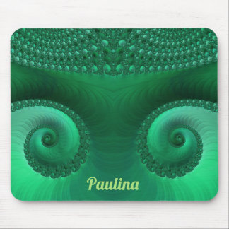 PAULINA ~ Zany Shades of Green Fractal Pattern Mouse Pad