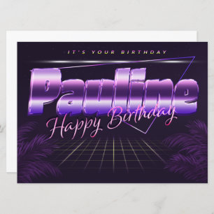 Pauline Name First name lila retro card Birthday