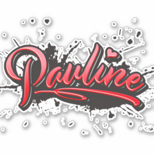 Pauline red Heart Graffiti Aufkleber Sticker