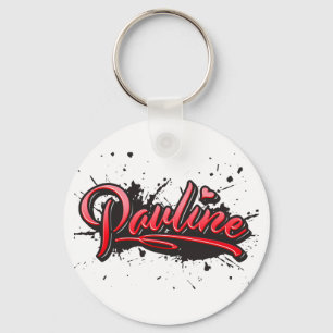 Pauline red Heart Graffiti Key Fans Key Ring
