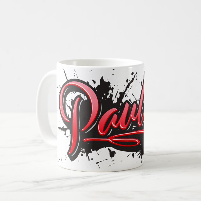 Pauline red Heart Graffiti Tasse Kaffeetasse Coffee Mug (Front Left)
