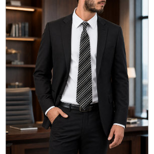 Paulo Black & White Striped Tie